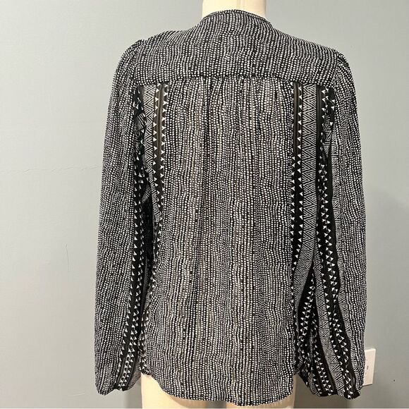 Sabina Musayev Black & White Geometric Print Long Sleeve Peasant Blouse Small - Picture 4 of 8